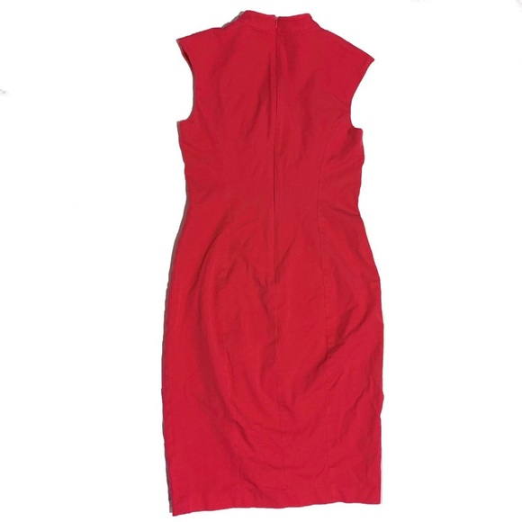 Hot Pink Belt Design Neck Bodycon Midi Dress - Picture 2 of 4